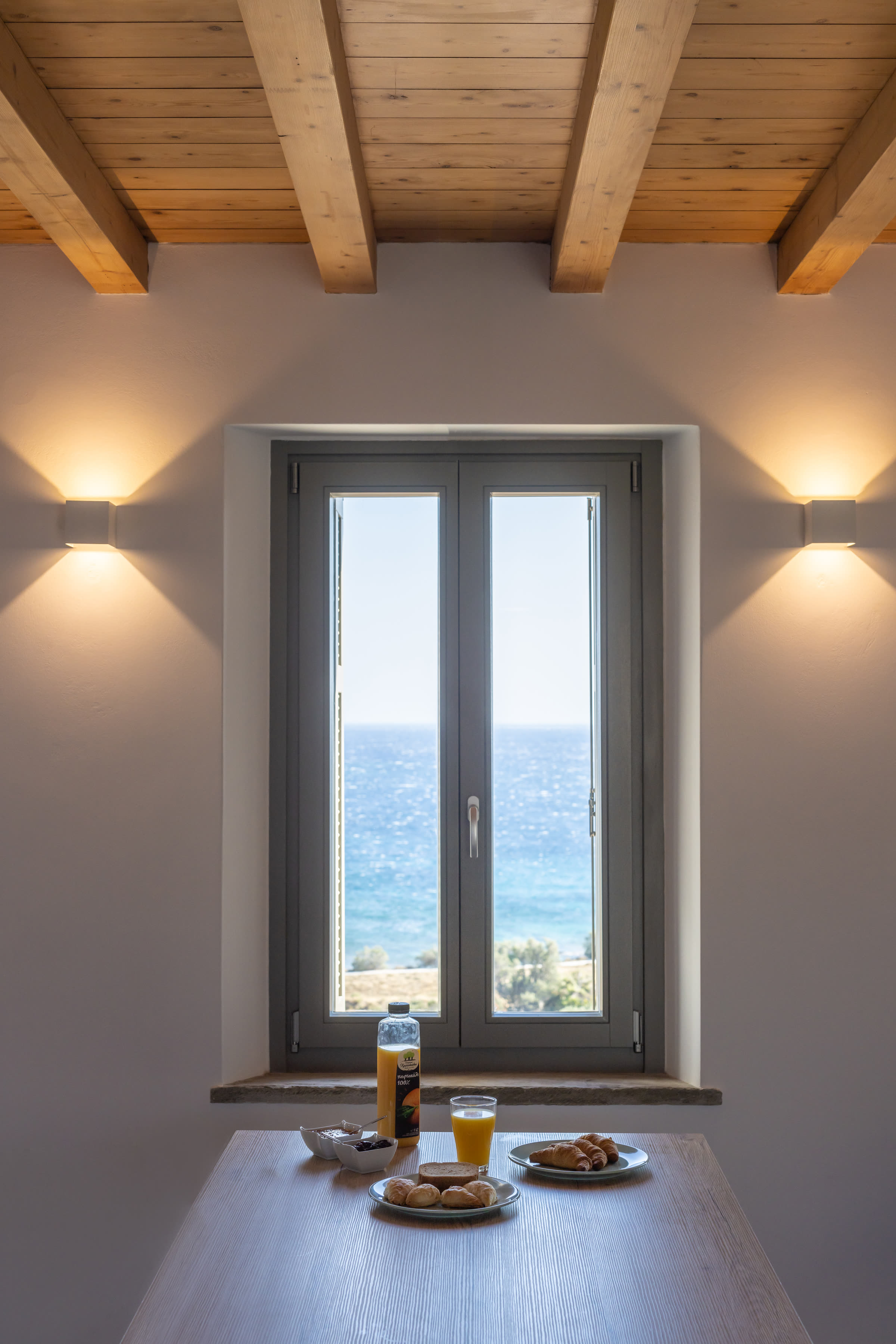 Stone exterior at sunset